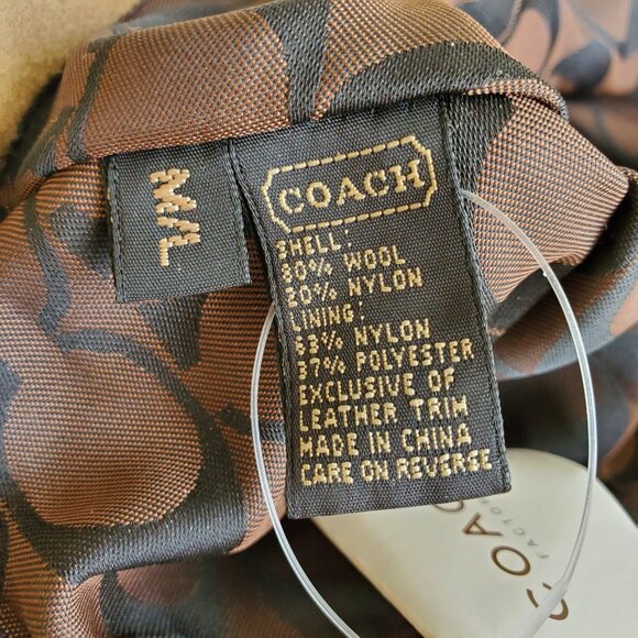 NWT Coach Wool Hat in Camel with Dark brown leather trim (FS2696) - Picture 11 of 13